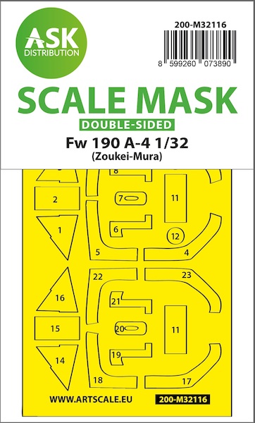 Masking Set Focke Wulf FW190A-4 Canopy Double sided (Zoukei Mura)  200-M32116