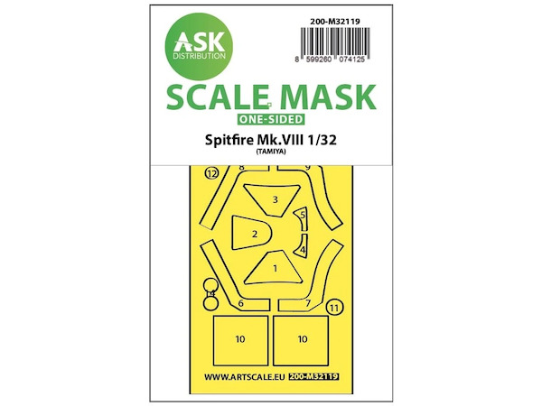 Masking Set Spitfire MKVIII Canopy Single sided (Tamiya)  200-M32119