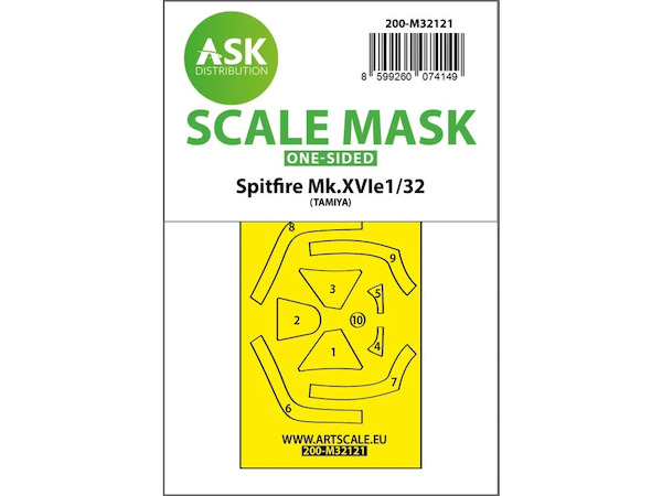 Masking Set Spitfire MKXVIe Canopy Single sided (Tamiya)  200-M32121