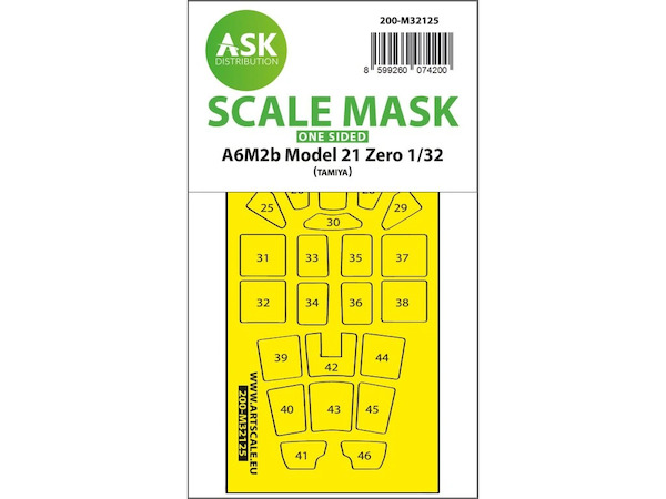 Masking Set Mitsubishi A6M2b Zero  Canopy Single sided (Tamiya)  200-M32125