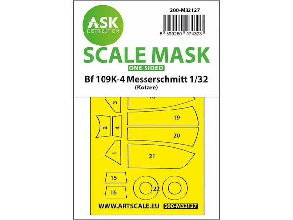 Masking Set Messerschmitt BF109K-4 Canopy and wheels Single Sided (Kotare)  200-M32127