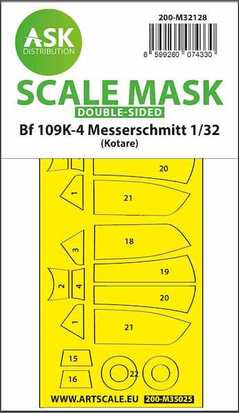 Masking Set Messerschmitt BF109K-4 Canopy and wheels Double Sided (Kotare)  200-M32128
