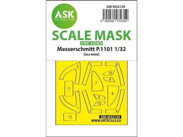Masking Set Messerschmitt P.1101 Canopy Single Sided (Das Werk) 200-M32129