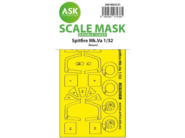 Masking Set Spitfire MkVa Canopy and wheels Double Sided (Kotare) 200-M32131