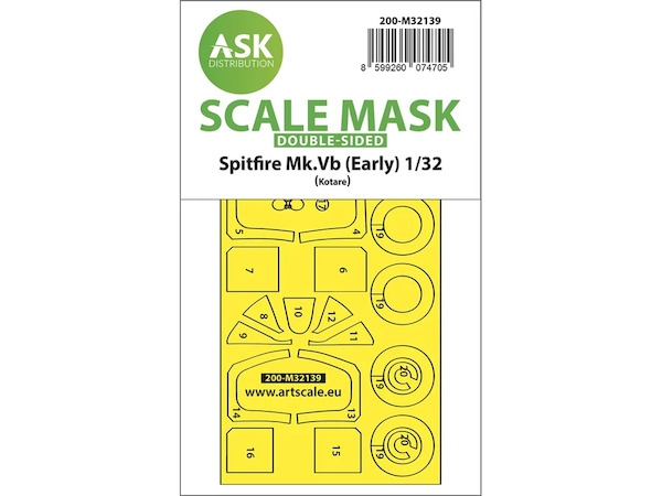 Masking Set Spitfire MkVb (Early) Canopy and wheels Double Sided (Kotare)  200-M32139