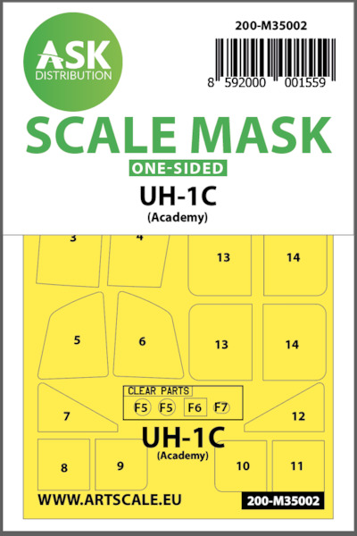 Masking Set Bell UH1C Huey (Academy/MRC) Single Sided 200-M35002
