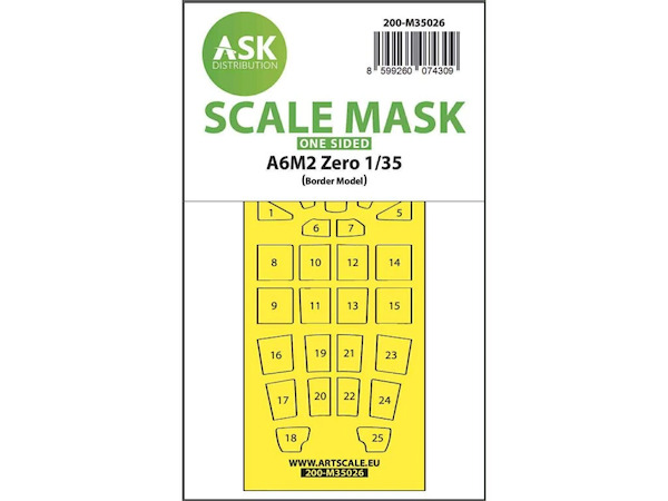 Masking Set Mitsubishi A6M2 Zero (Border Model) Single Sided  200-M35026