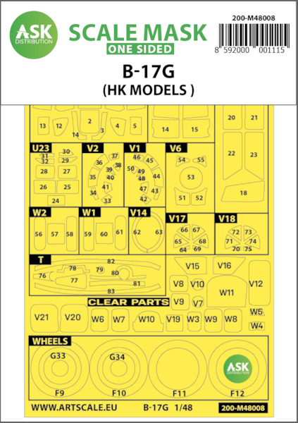 Masking Set Boeing B17G Flying Fortress (HK Models)  200-M48008