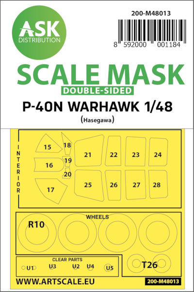 Masking Set Curtiss P40N Warhawk (Hasegawa) Double sided 200-M48013