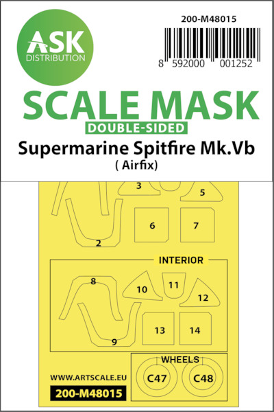 Masking Set Supermarine Spitfire MKVb (Airfix)Double sided 200-M48015