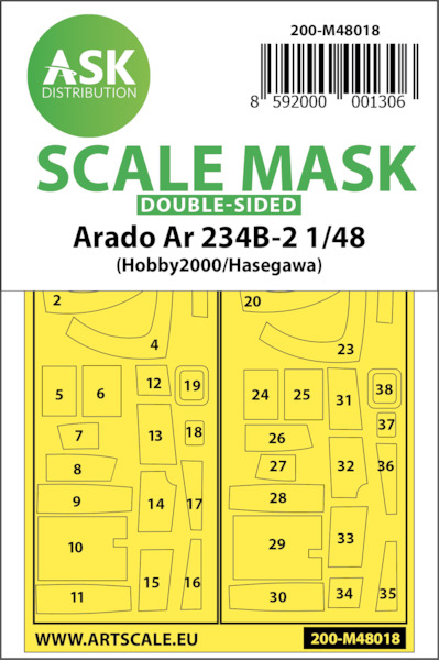 Masking Set Arado AR234B-2 (Hasegawa / Hobby 2000) Double sided  200-M48018