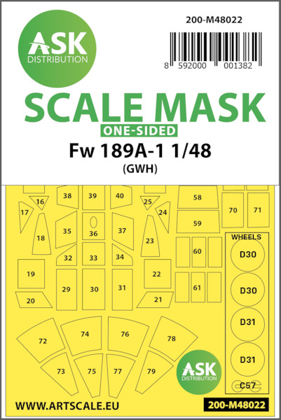 Masking Set Focke Wulf FW189A-1 (Great Wall) One sided 200-M48022