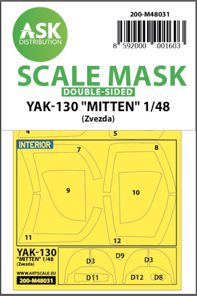 Masking Set Yakovlev Yak 130 "Mitten" (Zvezda) Double sided 200-M48031