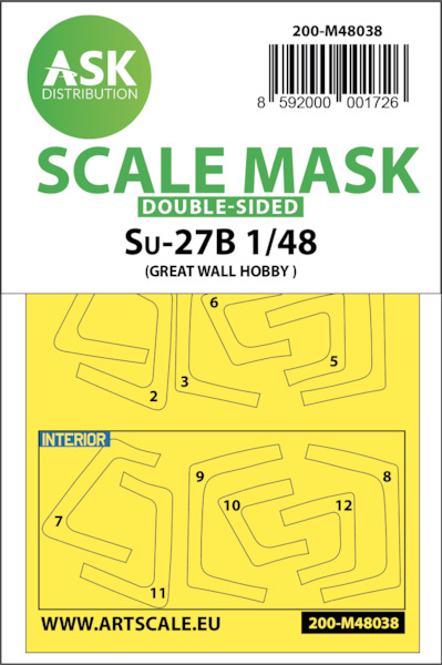 Masking Set Sukhoi Su27B Flanker (Great Wall Hobby) Double sided 200-M48038