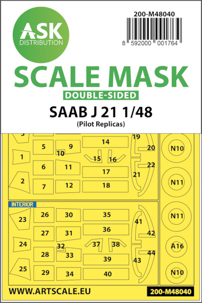 Masking Set SAAB J21 (Pilot Replicas) Double Sided 200-M48040