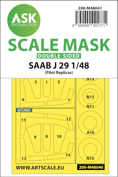 Masking Set SAAB J29 Tunnan  (Pilot Replicas) Double Sided  200-M48041