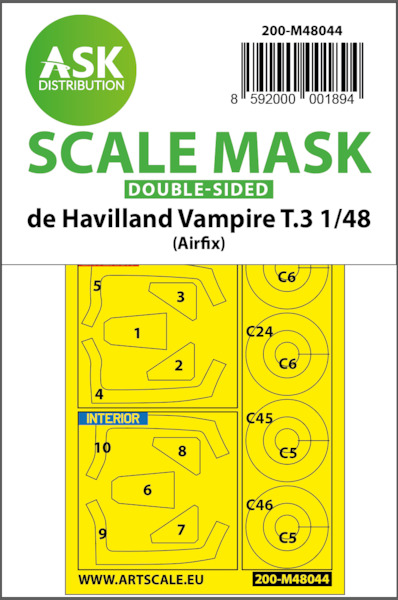 Masking Set Vampire F3 (Airfix) Double Sided  200-M48044