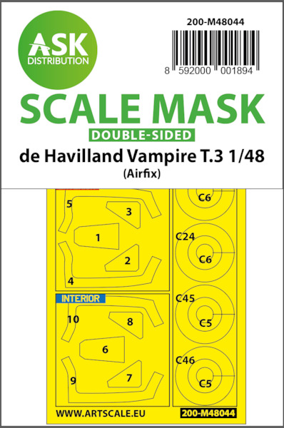 Masking Set Vampire F3 (Airfix) Double Sided 200-M48044
