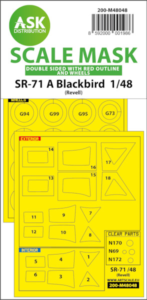 Masking Set SR71 Blackbird (Revell)  Double sided, Also Red outlines  200-M48048