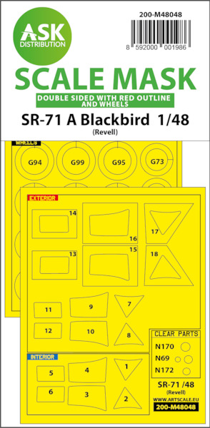 Masking Set SR71 Blackbird (Revell) Double sided, Also Red outlines 200-M48048