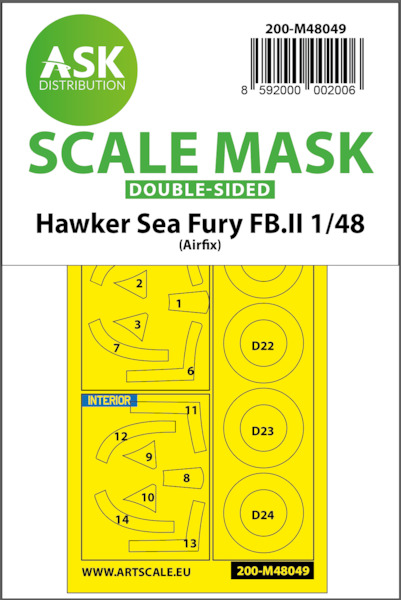 Masking Set Sea Fury FBII (Airfix) Double sided 200-M48049