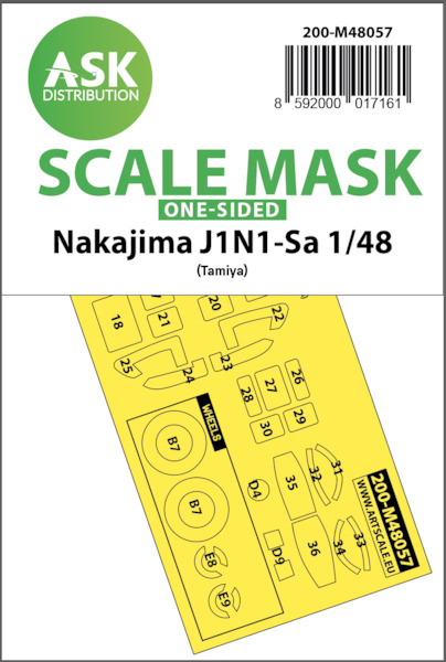 Masking Set Nakajima J1N1-SA Gekko Glassparts and wheels (Tamiya) Single Sided 200-M48057