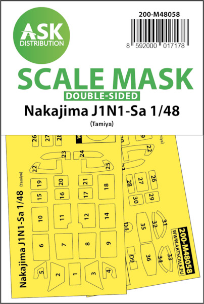 Masking Set Nakajima J1N1-SA Gekko Glassparts and wheels (Tamiya) Double Sided  200-M48058