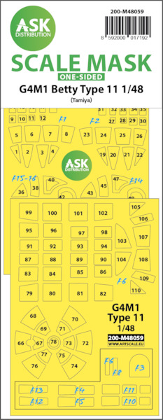Masking Set Mitsubishi G4M1 "Betty" Glassparts and wheels (Tamiya) One Sided  200-M48059