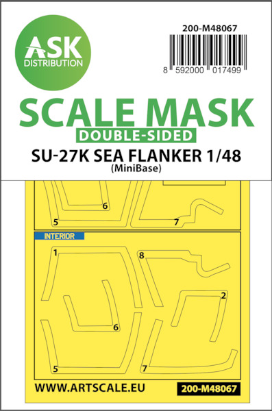 Masking Set Sukhoi Su27K Sea Flanker  Canopy  and wheels (Mini Base) Double Sided  200-M48067