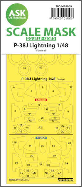 Masking Set Lockheed P38J Lightning Canopy  and wheels (Tamiya) Double Sided  200-M48069