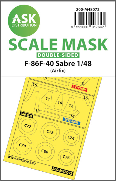 Masking Set F86F-40 Sabre Canopy and wheels (Airfix) Double Sided 200-M48072