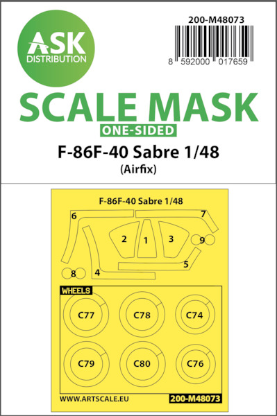Masking Set F86F-40 Sabre Canopy and wheels (Airfix) Single Sided 200-M48073