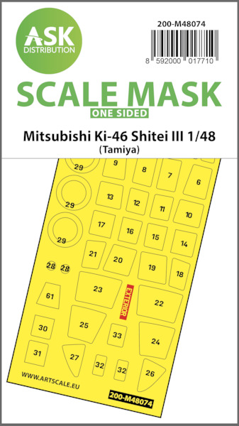 Masking Set Mitsubishi K46 Shitei III (Dinah) Canopy  and wheels (Tamiya) Single Sided  200-M48074