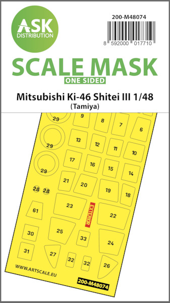 Masking Set Mitsubishi K46 Shitei III (Dinah) Canopy and wheels (Tamiya) Single Sided 200-M48074