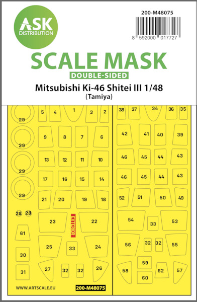 Masking Set Mitsubishi K46 Shitei III (Dinah) Canopy  and wheels (Tamiya) Double Sided  200-M48075