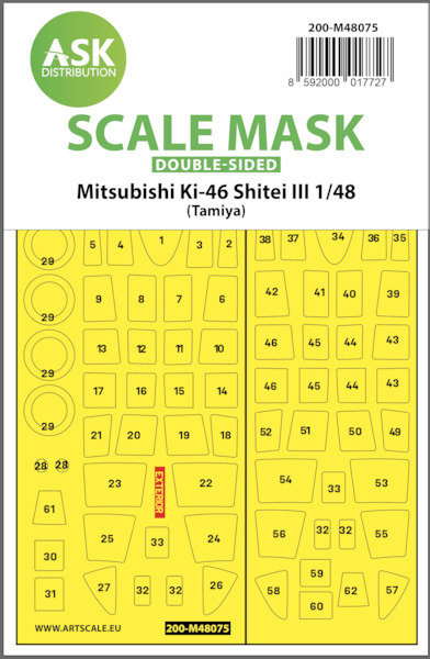 Masking Set Mitsubishi K46 Shitei III (Dinah) Canopy and wheels (Tamiya) Double Sided 200-M48075