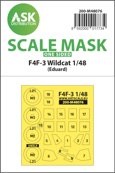 Masking Set F4F-3 Wildcat Canopy  and wheels (Êduard) Single Sided  200-M48076
