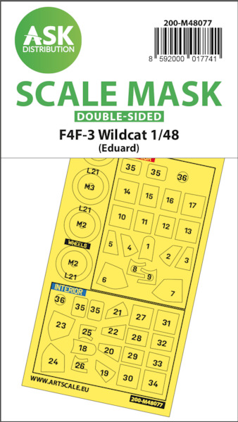 Masking Set F4F-3 Wildcat Canopy  and wheels (duard) Double Sided  200-M48077