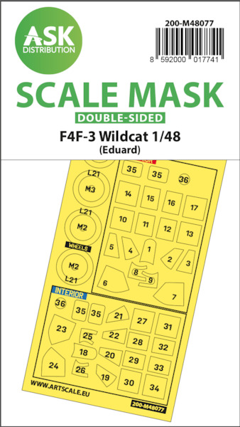 Masking Set F4F-3 Wildcat Canopy and wheels (Êduard) Double Sided 200-M48077