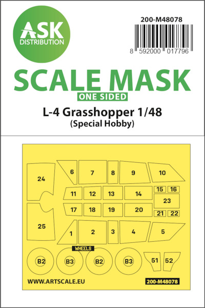 Masking Set L4 Grasshopper  Canopy  and wheels (Special Hobby) Single Sided  200-M48078