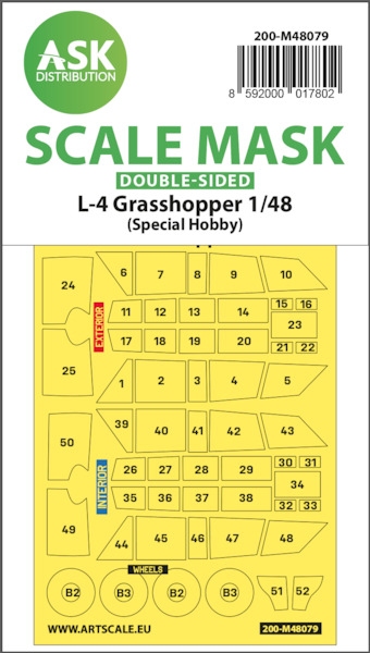Masking Set L4 Grasshopper  Canopy  and wheels (Special Hobby) Double Sided  200-M48079