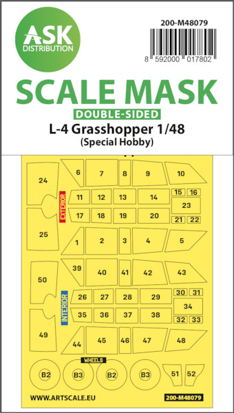 Masking Set L4 Grasshopper Canopy and wheels (Special Hobby) Double Sided 200-M48079