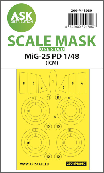 Masking Set Mikoyan MiG25PD "Foxbat" Canopy and wheels (ICM) Single Sided 200-M48080