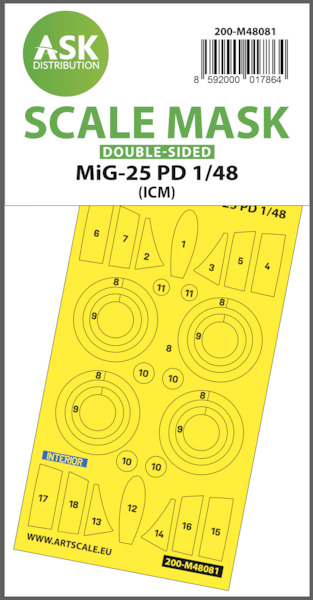 Masking Set Mikoyan MiG25PD "Foxbat" Canopy and wheels (ICM) Double Sided 200-M48081