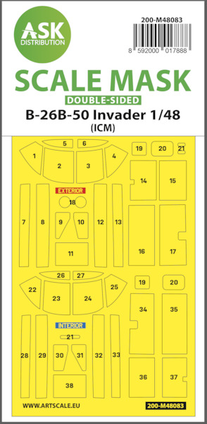Douglas B26B-50 Invader Canopy and wheels (ICM) Double Sided 200-M48083