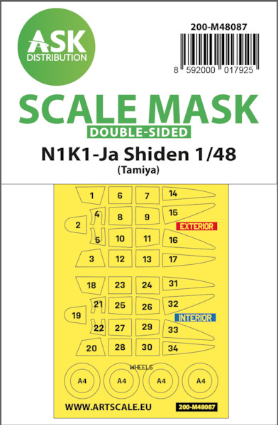 Masking set Kawanishi N1K1-Ja Shiden "George" Canopy and wheels (Tamiya) Double Sided 200-M48087