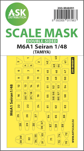 Masking set Aich M6A1 Seiran Canopy (Tamiya) Single Sided 200-M48090