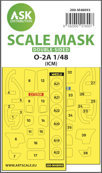 Masking set Cessna O2A Canopy  and wheels (ICM) Double Sided  200-M48093