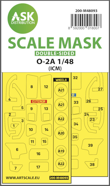 Masking set Cessna O2A Canopy and wheels (ICM) Double Sided 200-M48093