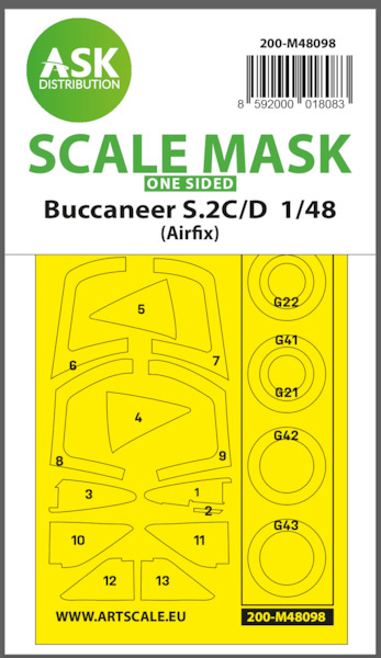 Masking Set Buccaneer S2C/D Canopy and wheels (Airfix) One Sided 200-M48098